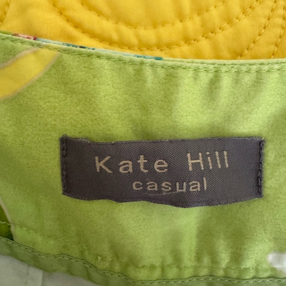 Kate Hill Green Floral Crop Pants, Size 10 - Picture 10 of 11
